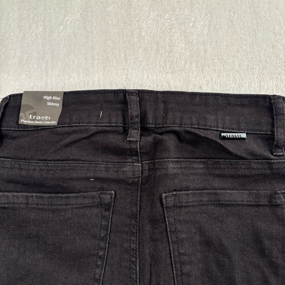 Trash High Rise Skinny Jeans‎ Black Premium Denim Collection Split Hem - Picture 3 of 5